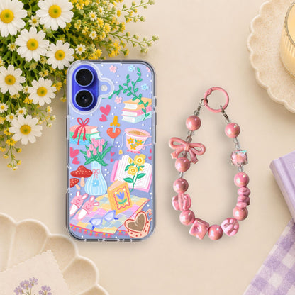 Romance Book Lover Clear Silicone Phone Case with Pink Bow Charm