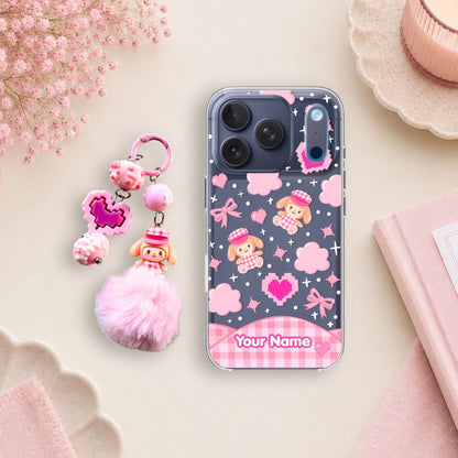 Custom Name Kawaii Melody Clear Silicone Phone Case with Charm