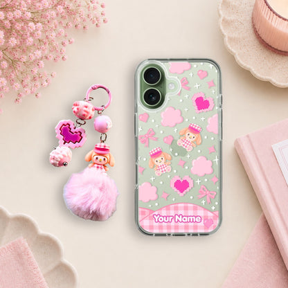 Custom Name Kawaii Melody Clear Silicone Phone Case with Charm