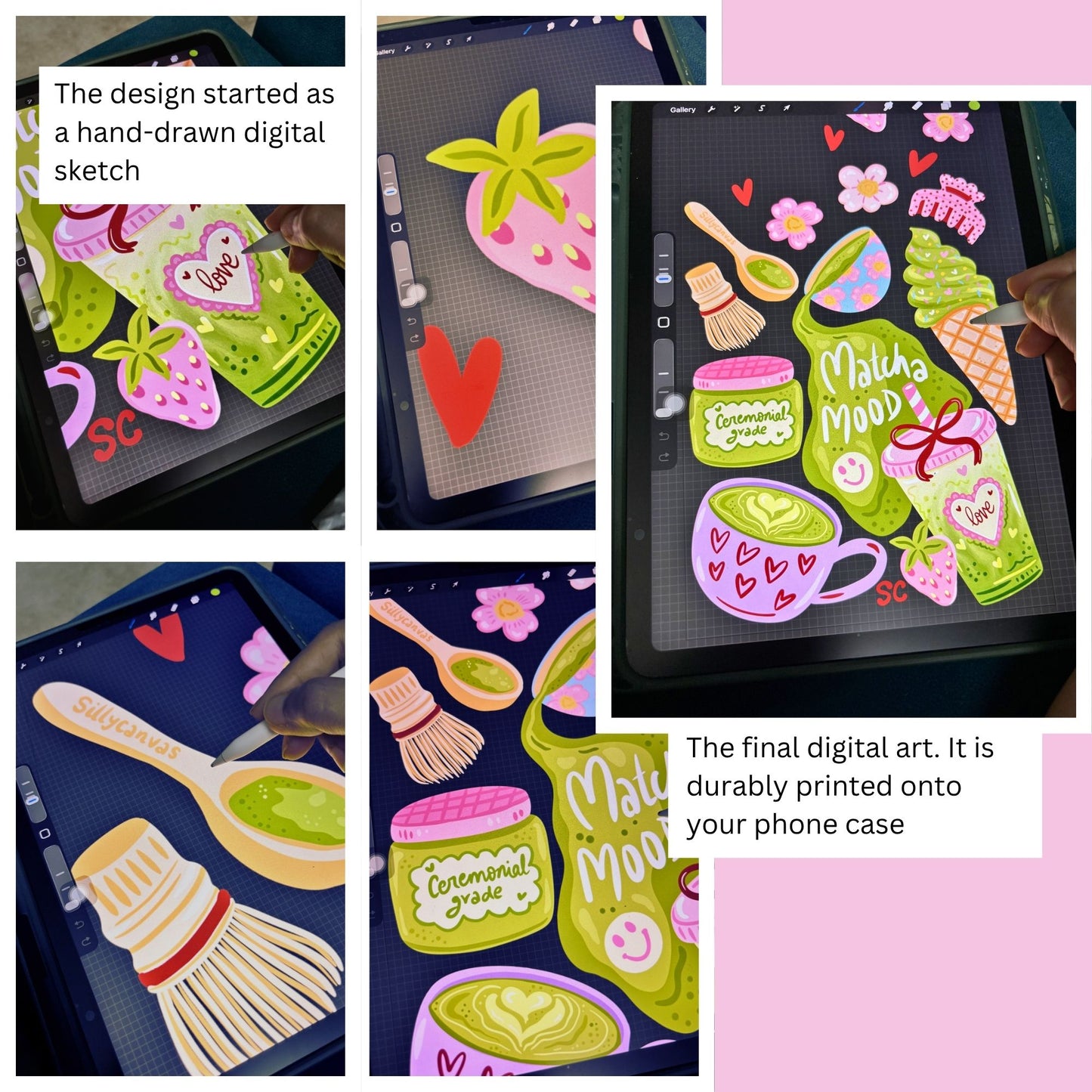 Matcha Mood Clear Silicone Case with Charm