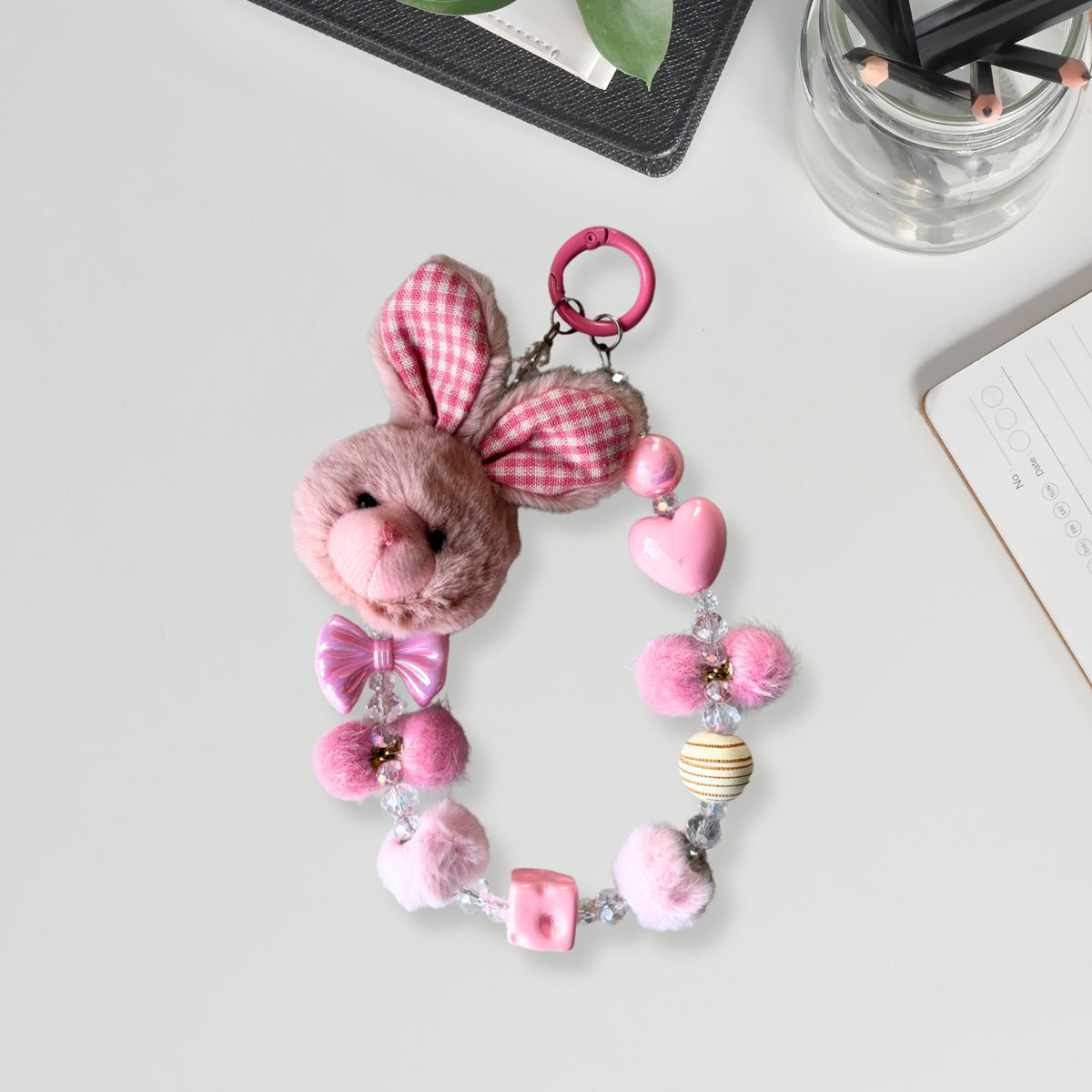 Strawberry Picnic Checks Charm Case - Silicone Clear Case with Charm