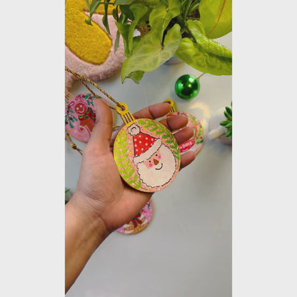 Set of 4 - Hand-painted Christmas Ornaments (Pink & Red)