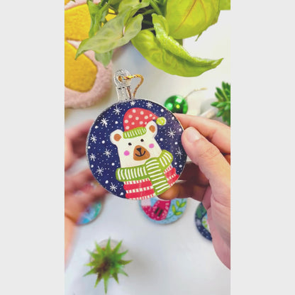 Set of 8 - Hand-painted Christmas Ornaments