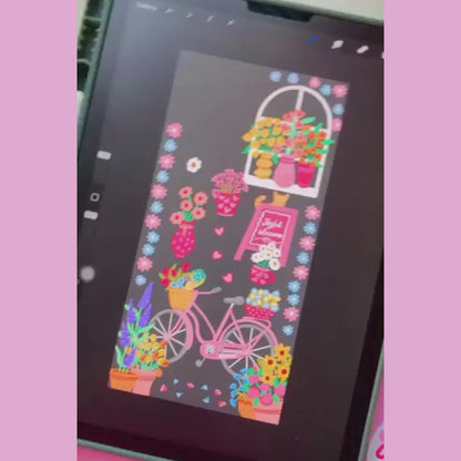 Silicone Clear Case with Pink Charm Flower Market