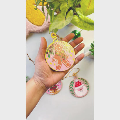 Set of 4 - Hand-painted Christmas Ornaments (Pink & Red)