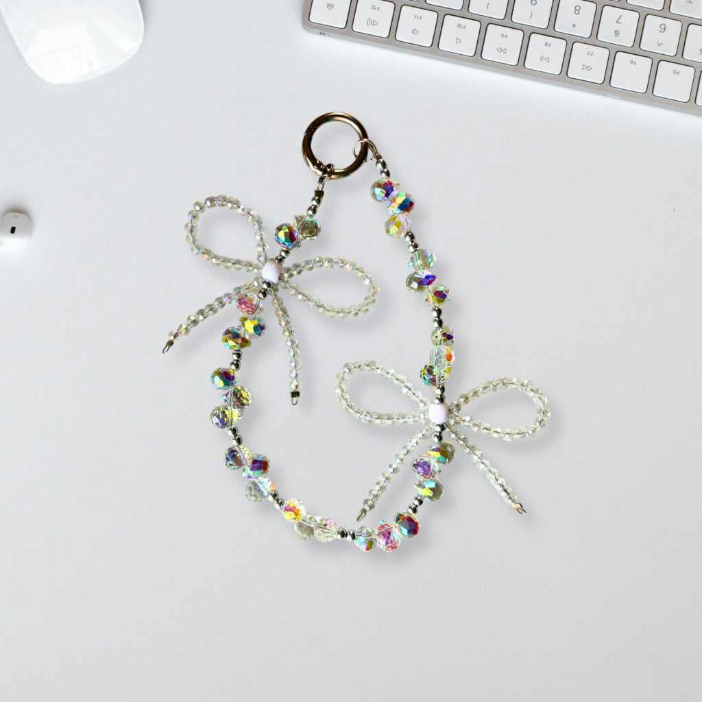 Large Bow Charm Case - Silicone Clear Case with Charm